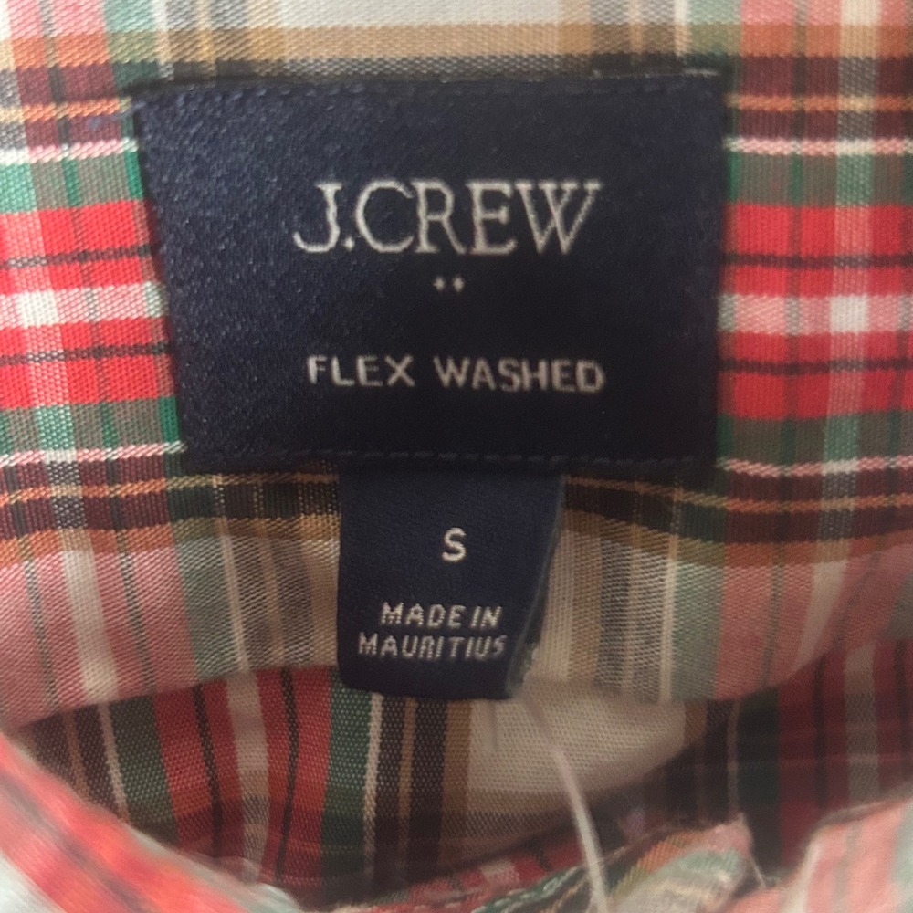 J.Crew Mens Flex Washed Classic Plaid Button Down Shirt Red Green Small NWT - Picture 6 of 8